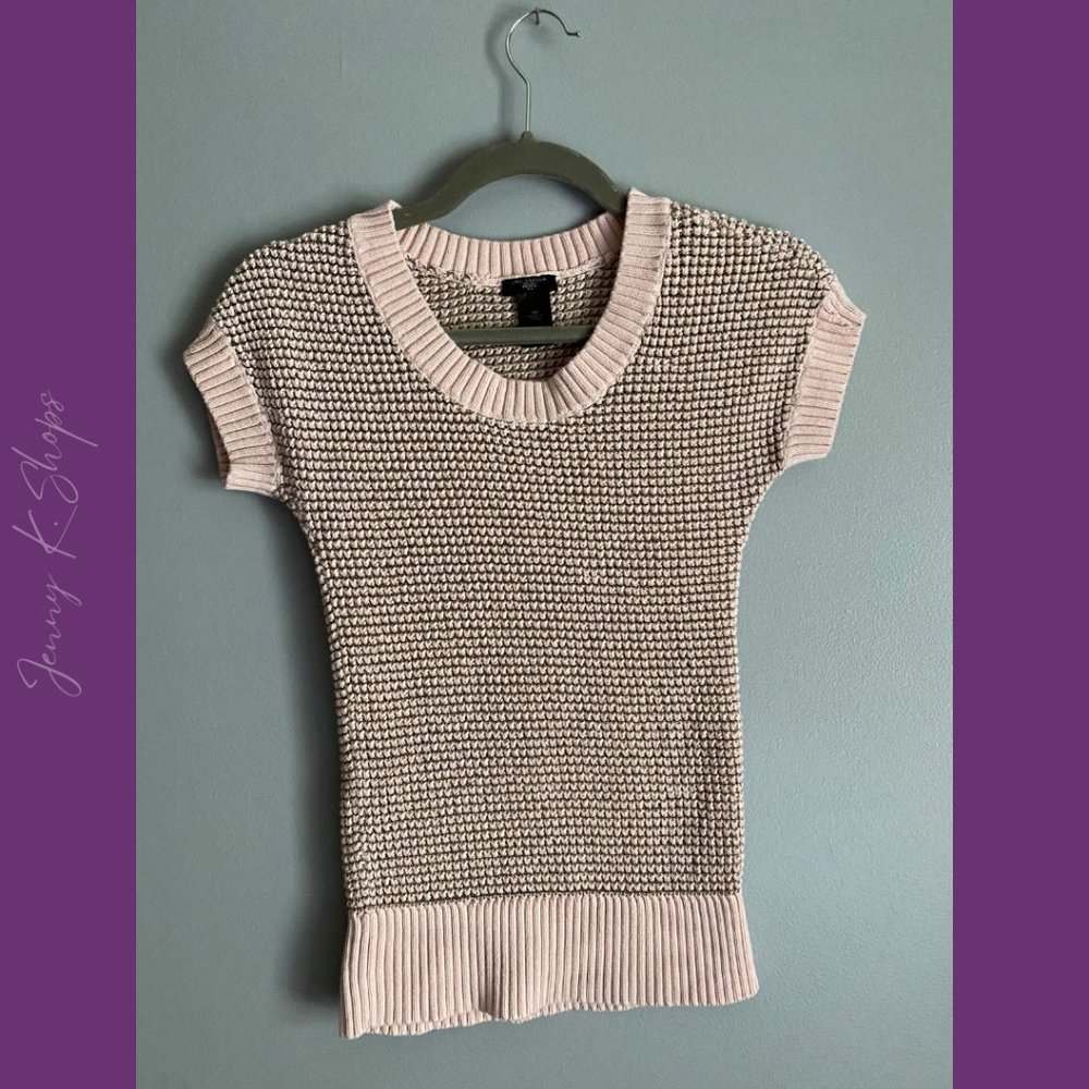 Ann Taylor Petite | Pink & Gold Knitted Short Sleeve Sweater | Sz: Petite Small